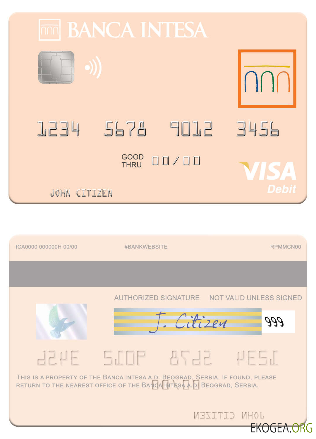 Serbie La Banca Intesa a.d. Carte de débit Visa pour Belgrade